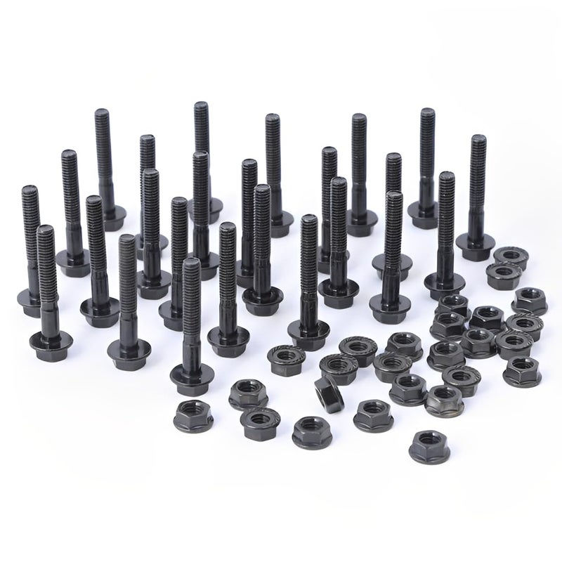 Minho M6-1.0 x 40mm Flange Head Bolts in Carbon Steel Material,Flange Hexagon Screws Come with Flange Nuts,Black Oxide Finish Plated,Partial Thread, 25 Sets - Image 1
